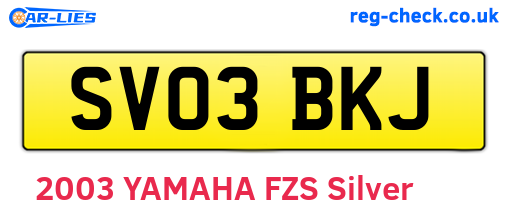 SV03BKJ are the vehicle registration plates.
