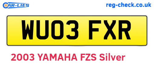 WU03FXR are the vehicle registration plates.