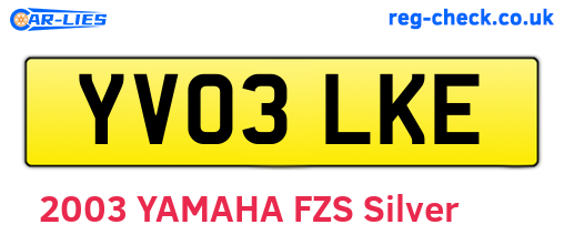 YV03LKE are the vehicle registration plates.