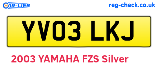 YV03LKJ are the vehicle registration plates.