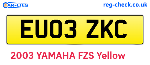 EU03ZKC are the vehicle registration plates.