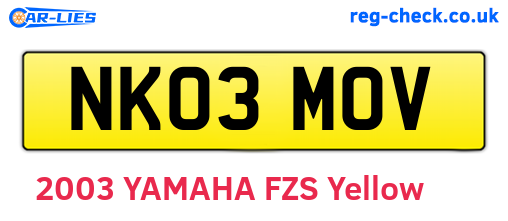 NK03MOV are the vehicle registration plates.