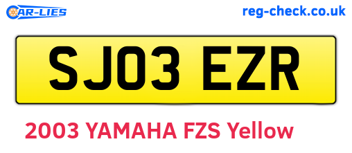 SJ03EZR are the vehicle registration plates.