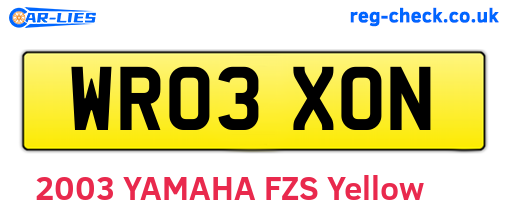 WR03XON are the vehicle registration plates.