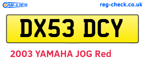 DX53DCY are the vehicle registration plates.