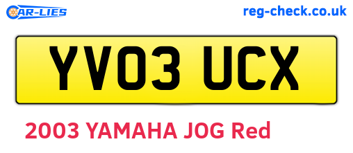 YV03UCX are the vehicle registration plates.