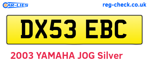 DX53EBC are the vehicle registration plates.