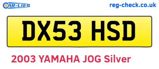 DX53HSD are the vehicle registration plates.