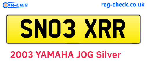 SN03XRR are the vehicle registration plates.