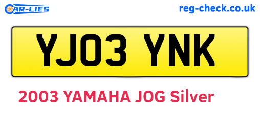 YJ03YNK are the vehicle registration plates.