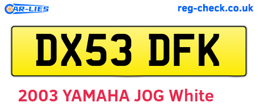 DX53DFK are the vehicle registration plates.