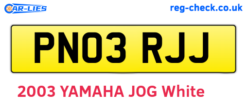 PN03RJJ are the vehicle registration plates.