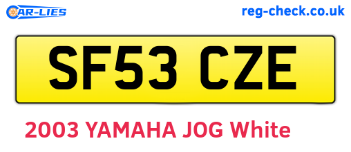 SF53CZE are the vehicle registration plates.