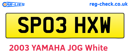 SP03HXW are the vehicle registration plates.