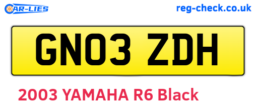 GN03ZDH are the vehicle registration plates.