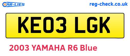 KE03LGK are the vehicle registration plates.
