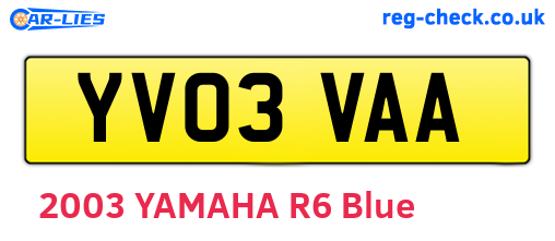 YV03VAA are the vehicle registration plates.