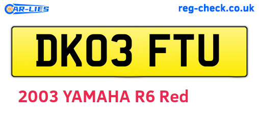 DK03FTU are the vehicle registration plates.