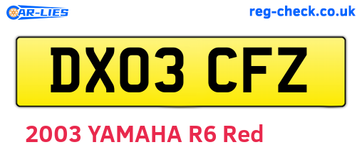 DX03CFZ are the vehicle registration plates.