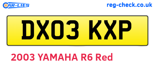 DX03KXP are the vehicle registration plates.