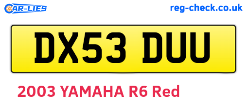 DX53DUU are the vehicle registration plates.