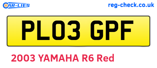 PL03GPF are the vehicle registration plates.