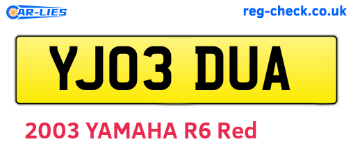 YJ03DUA are the vehicle registration plates.