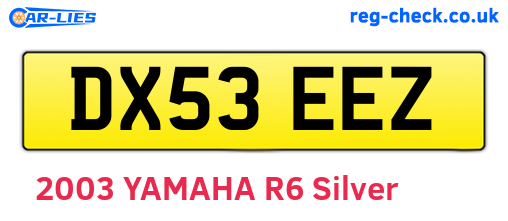 DX53EEZ are the vehicle registration plates.