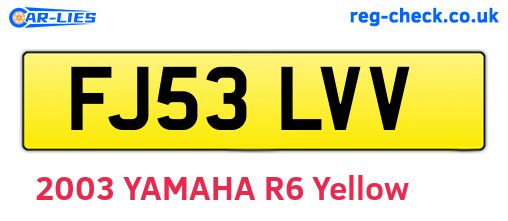 FJ53LVV are the vehicle registration plates.