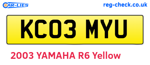 KC03MYU are the vehicle registration plates.