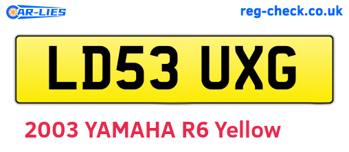 LD53UXG are the vehicle registration plates.