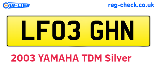 LF03GHN are the vehicle registration plates.