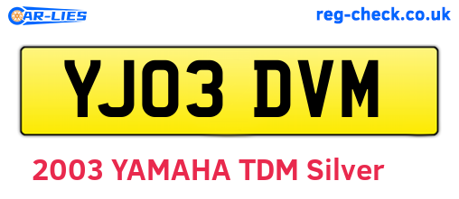 YJ03DVM are the vehicle registration plates.