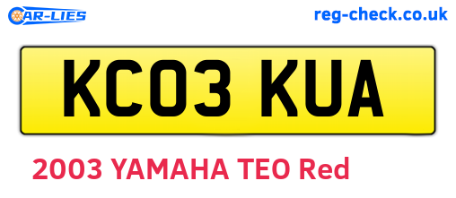KC03KUA are the vehicle registration plates.