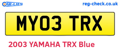 MY03TRX are the vehicle registration plates.