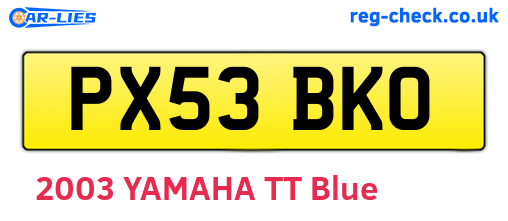 PX53BKO are the vehicle registration plates.