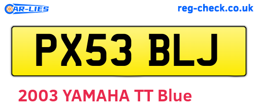 PX53BLJ are the vehicle registration plates.