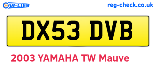 DX53DVB are the vehicle registration plates.