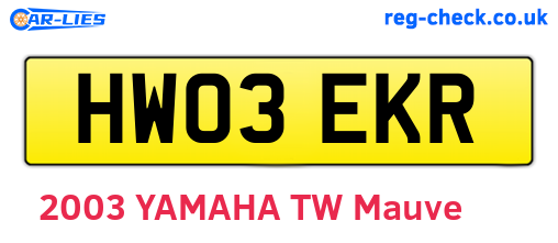 HW03EKR are the vehicle registration plates.