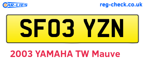 SF03YZN are the vehicle registration plates.