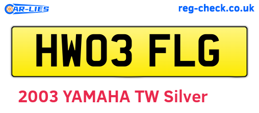 HW03FLG are the vehicle registration plates.