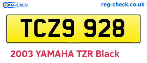 TCZ9928 are the vehicle registration plates.