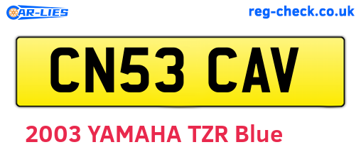 CN53CAV are the vehicle registration plates.