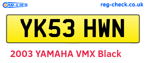 YK53HWN are the vehicle registration plates.
