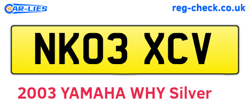 NK03XCV are the vehicle registration plates.
