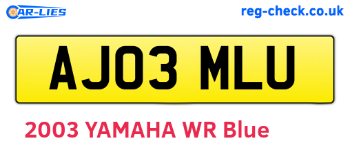 AJ03MLU are the vehicle registration plates.