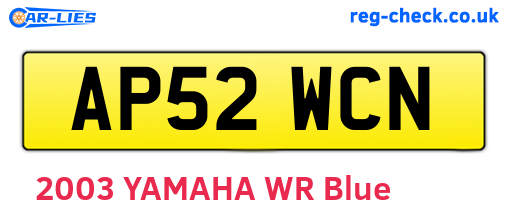 AP52WCN are the vehicle registration plates.