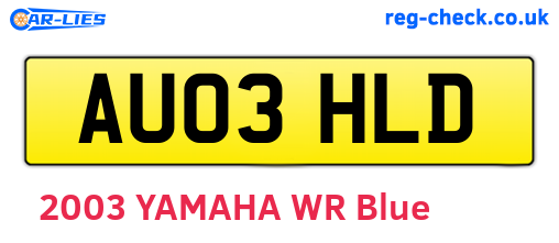 AU03HLD are the vehicle registration plates.