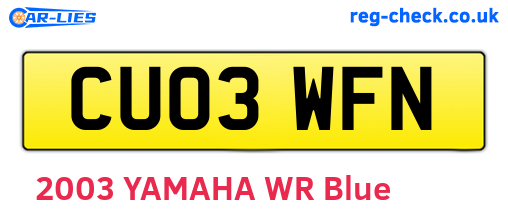 CU03WFN are the vehicle registration plates.