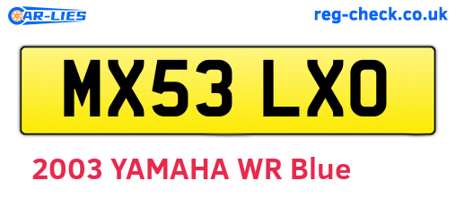 MX53LXO are the vehicle registration plates.